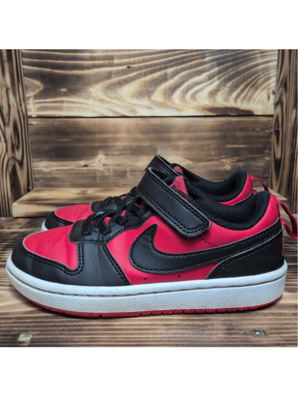 Nike Shoes Sneakers Toddler Size 12C Red Black Hook & Loop Low Top DV5457-600
